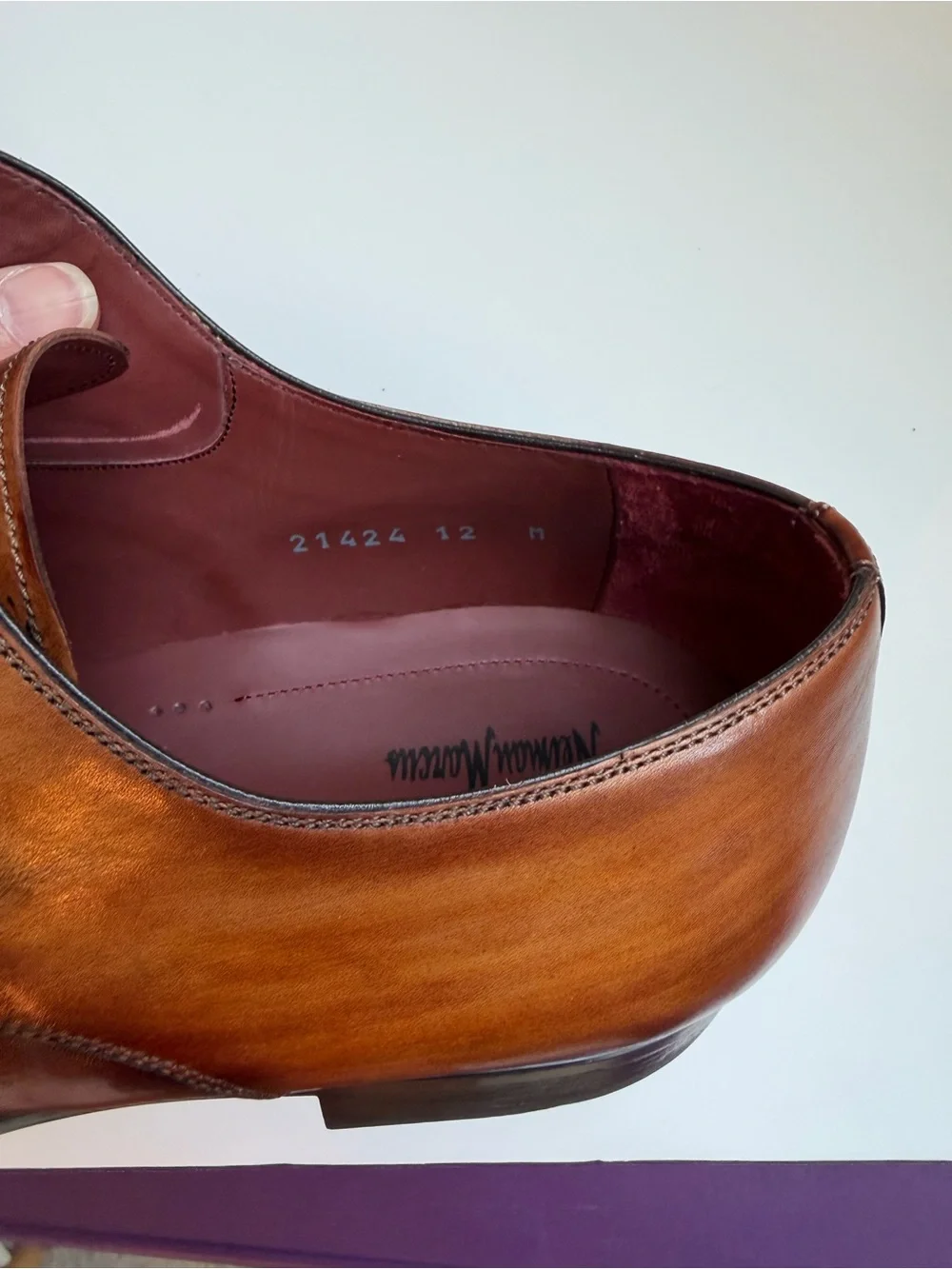 Magnanni Cognac Leather Dress Shoes 12 Hand Antiqued Finish, NIB